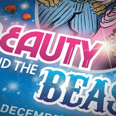 beauty and the beast panto artwork for everyman