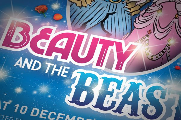 beauty and the beast panto artwork for everyman